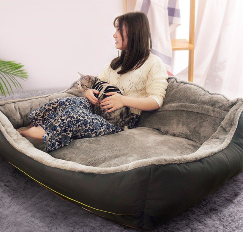 Plush Dog Sofa Bed Washable And Available in Multiple Sizes Grey / 120x90xH43cm Accessories
