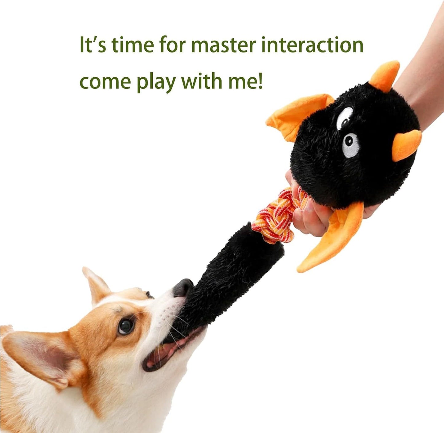 Squeaky And Crinkle Plush Dog Toy with Rope Knot | Interactive Chew Toy for Dogs toys