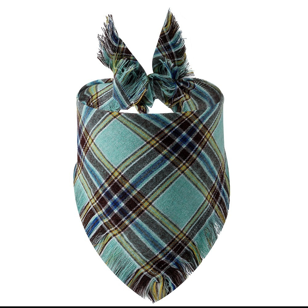Plaid Tassel Triangle Scarf: Stylish Casual Dog Bandana 4Style / M Accessories