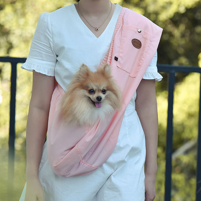 Breathable Dog Travel Sling Carrier | Double-Sided Twill Dog Backpack - Pink / L - travel
