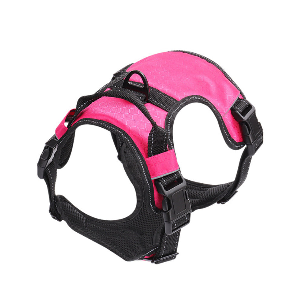 Adjustable Reflective Dog Harness Vest | Nylon No-Pull Chest Strap - Pink / L - harness