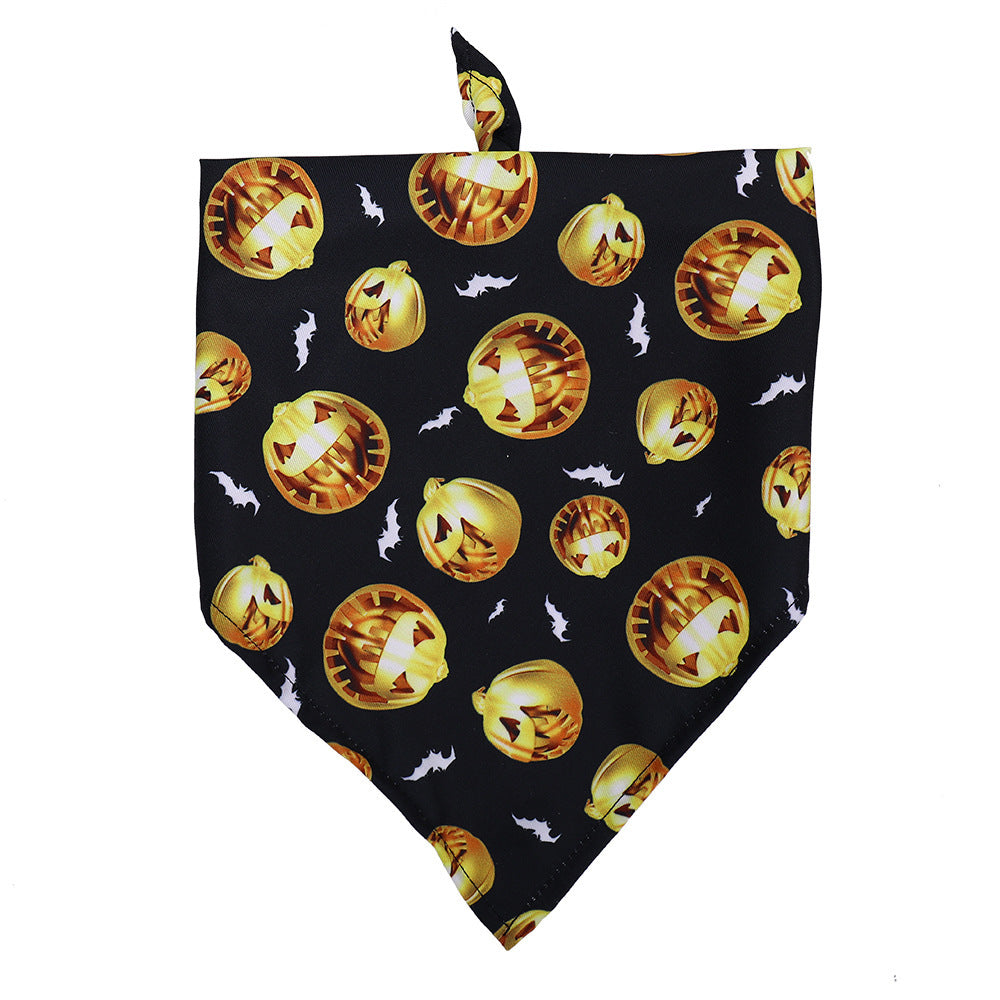 Halloween Dog Slobber Scarf: Polyester Skull Print Dog Halloween Bandana 2 Style / M Accessories