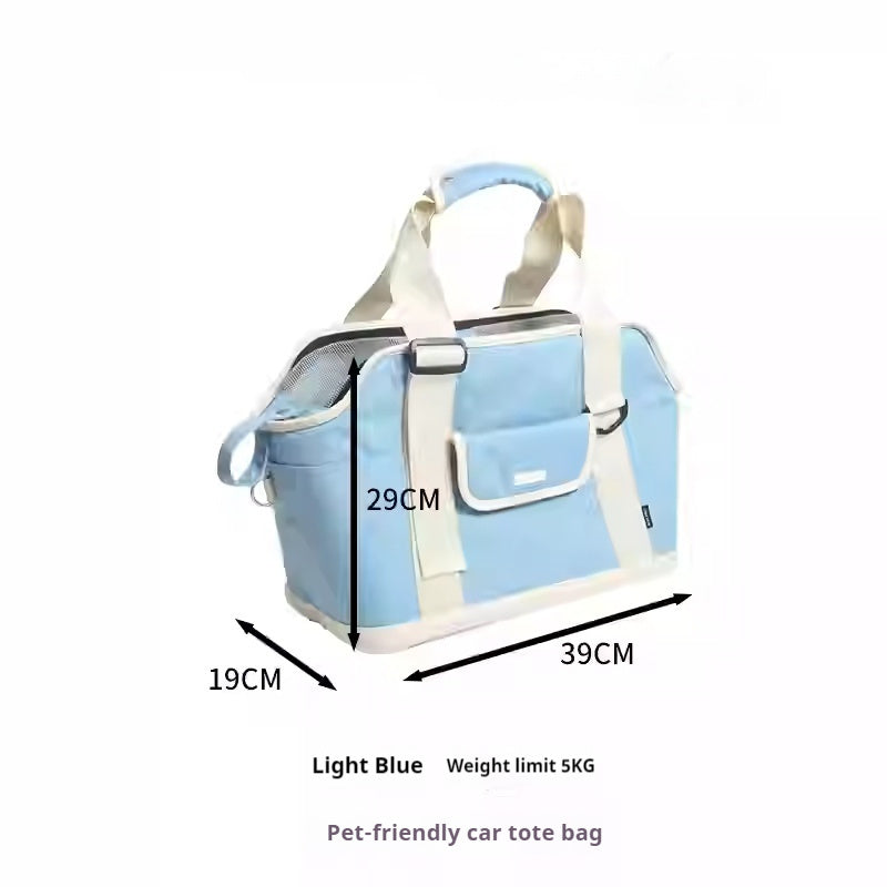 Premium Dog Travel Tote: Safe Car Carrier for Small Dogs with Built-in Safety Buckle - Blue / S - outdoor