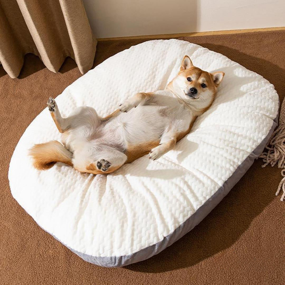 Oval Plush Dog Bed for Crates | Washable Cushion for Large Dogs beds