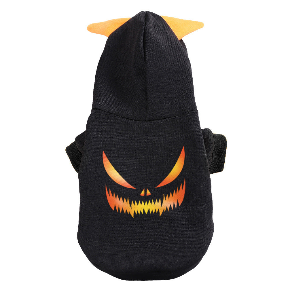 Halloween Pumpkin Dog Sweater: Cozy Flannel Hoodie in Black And Yellow Accessories