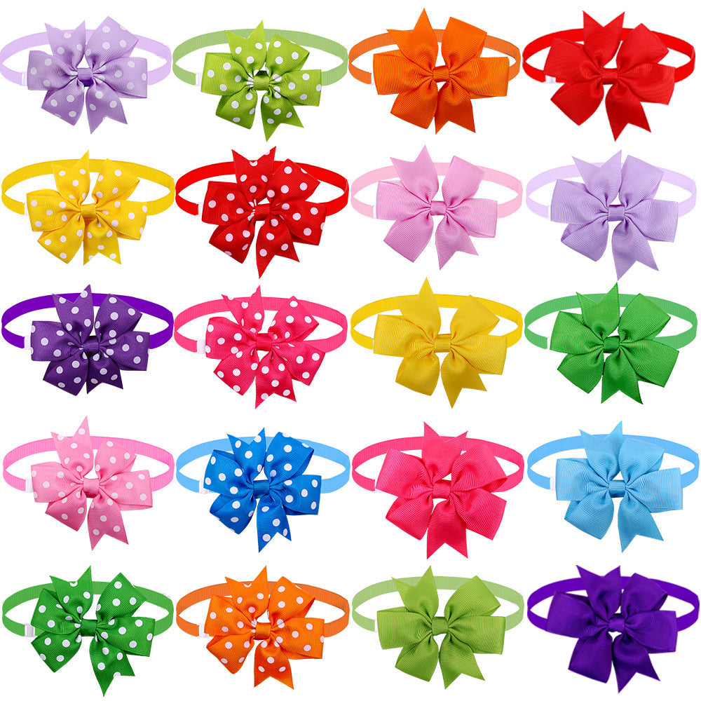 Bulk Pack Dog And Bow Ties | Solid Color And Wave Point Styles Random / 50PCS Bow Ties & Bandanas