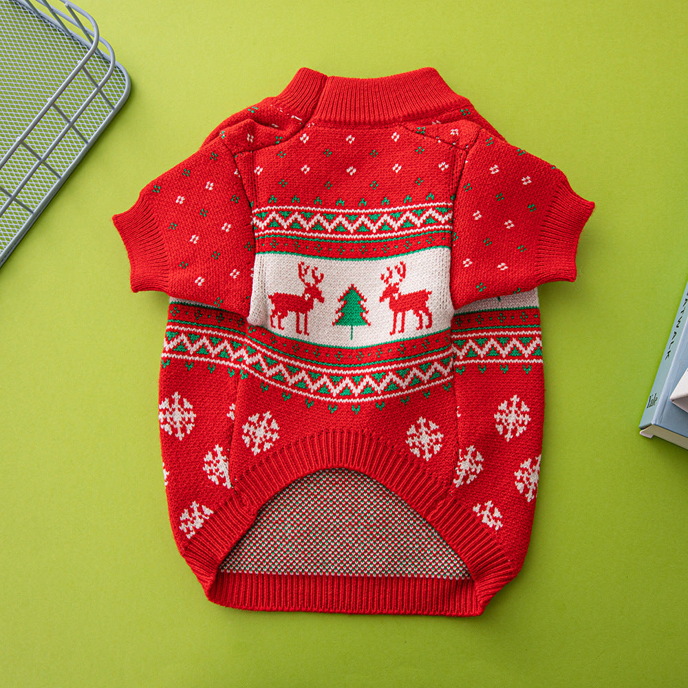 Christmas Tree Elk Dog Sweater Knitted Wool Pet Dog Apparel christmas