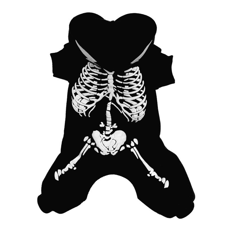 Halloween Dog Skull Print Pattern Clothes: Luminous Skeleton Dog Sweater Accessories