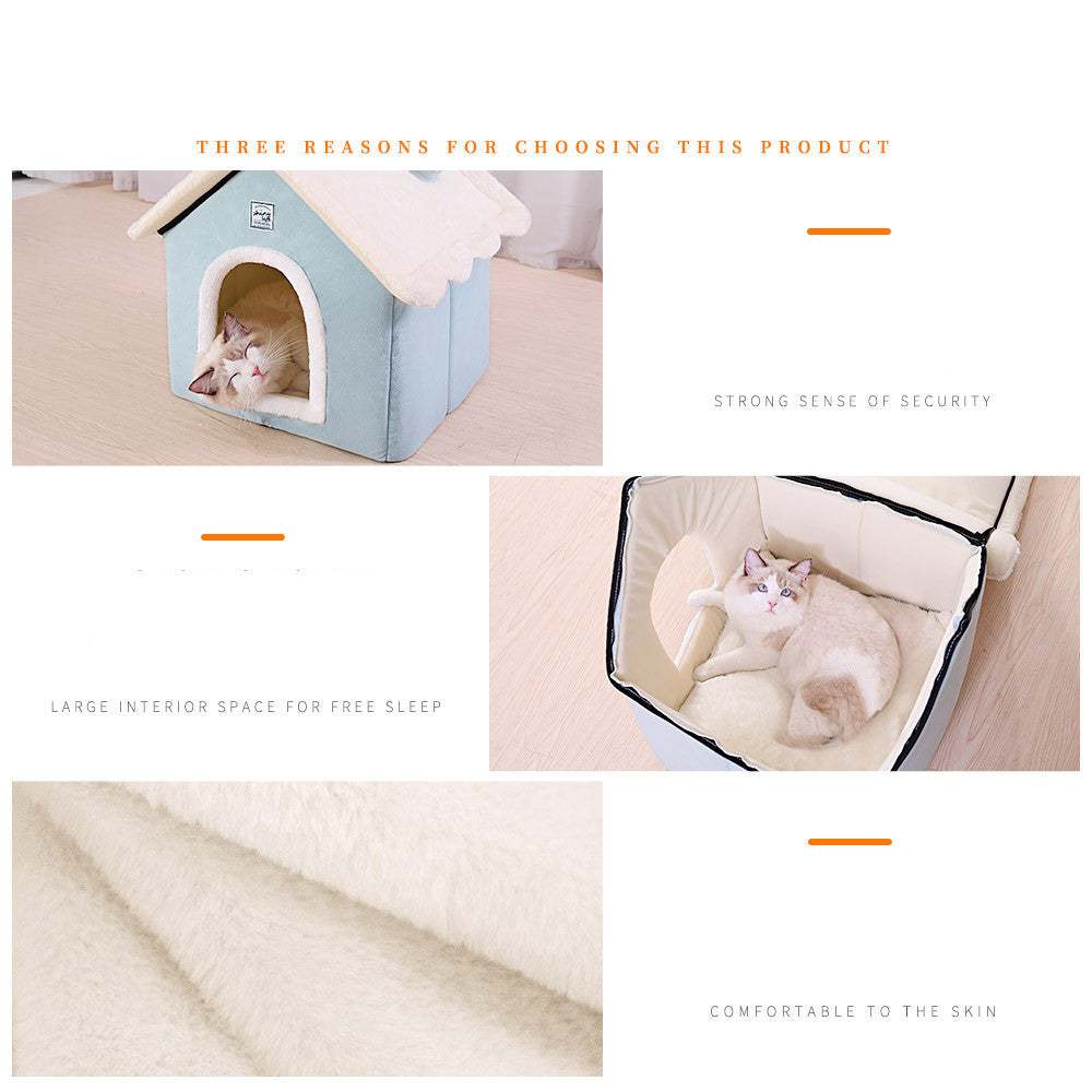 Cozy Enclosed Dog Bed | Warm Dog House for Small And Medium Dogs beds