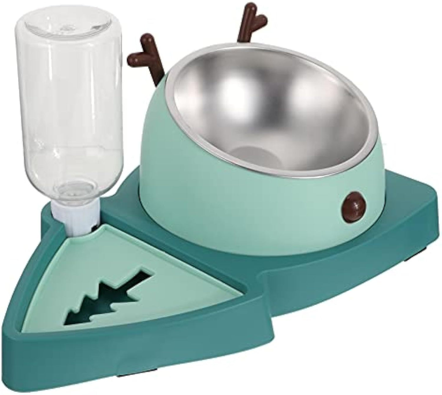 3 in 1 Slow Feeder Dog Bowl with Automatic Water Dispenser Green food