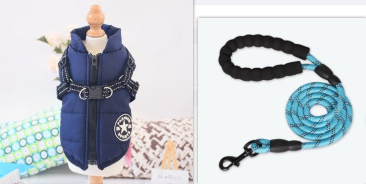 Waterproof Winter Dog Coat with Built-in Harness | Warm Dog Jacket For Winter - Blue / 2XL - Coats & Dog Vests