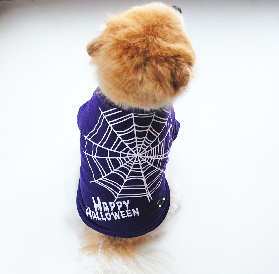 Cotton T Shirt Halloween Pumpkin Dog Clothes: Casual Halloween Dog Vest Purple / L Accessories
