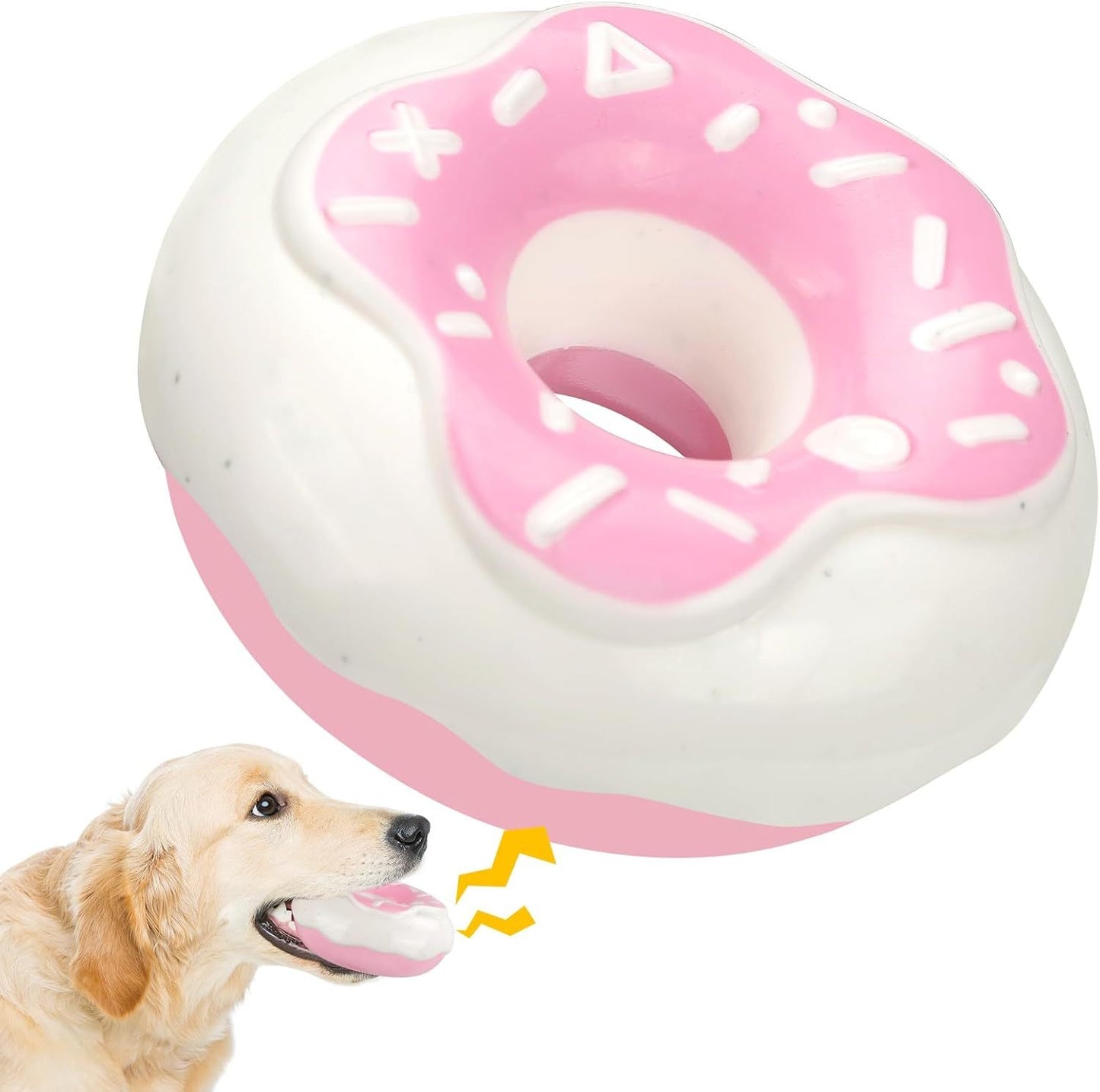 Durable Donut Dog Toy TPR Chewy And Squeaky Interactive Toy for Aggressive Chewers Pink birthday