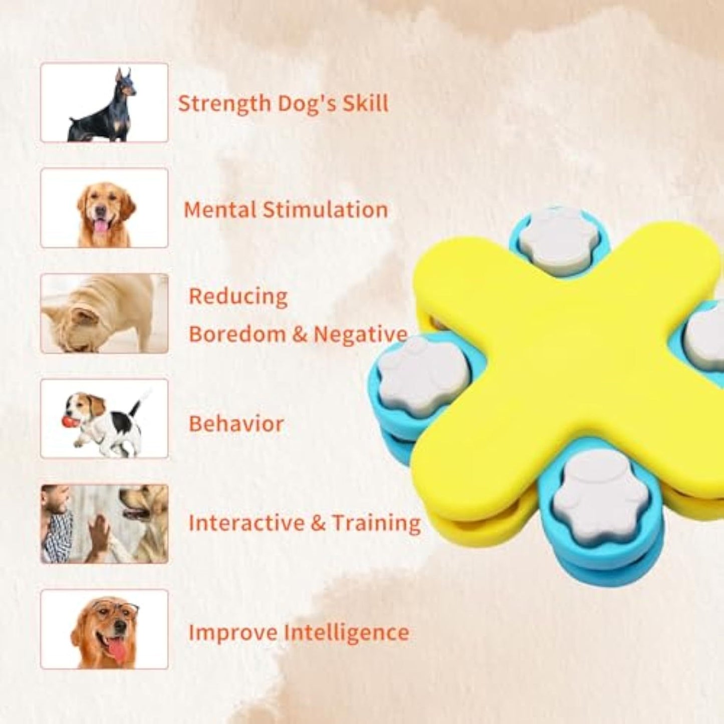 Interactive Dog Puzzle Feeder Toy | Slow Feeder for Dogs IQ Training Yellow food