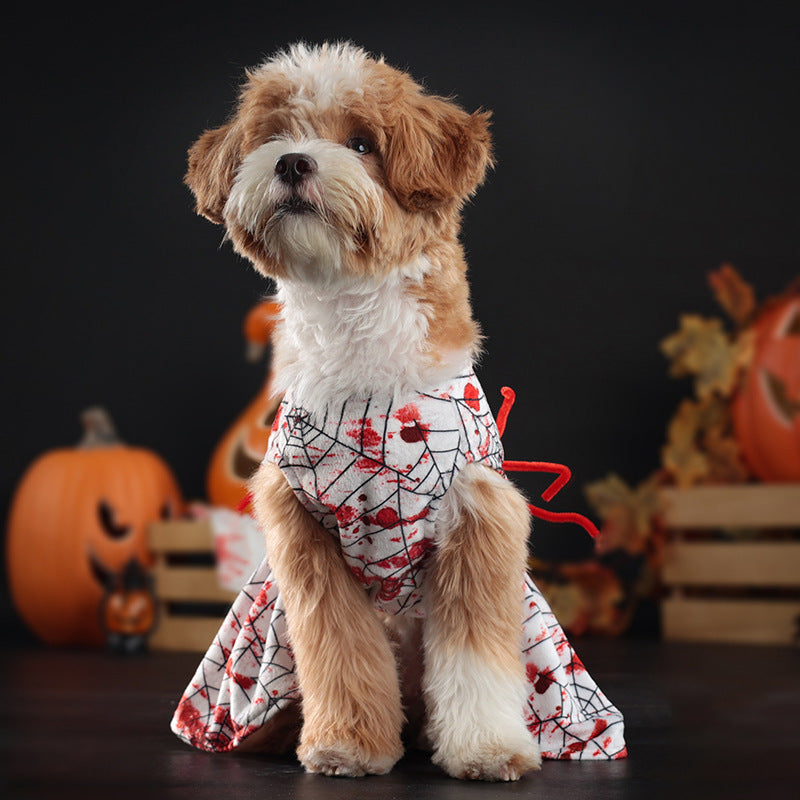Halloween Personalized Bloodshot Spider Dog Skirt Clothes: Spooky Dog Costume Accessories