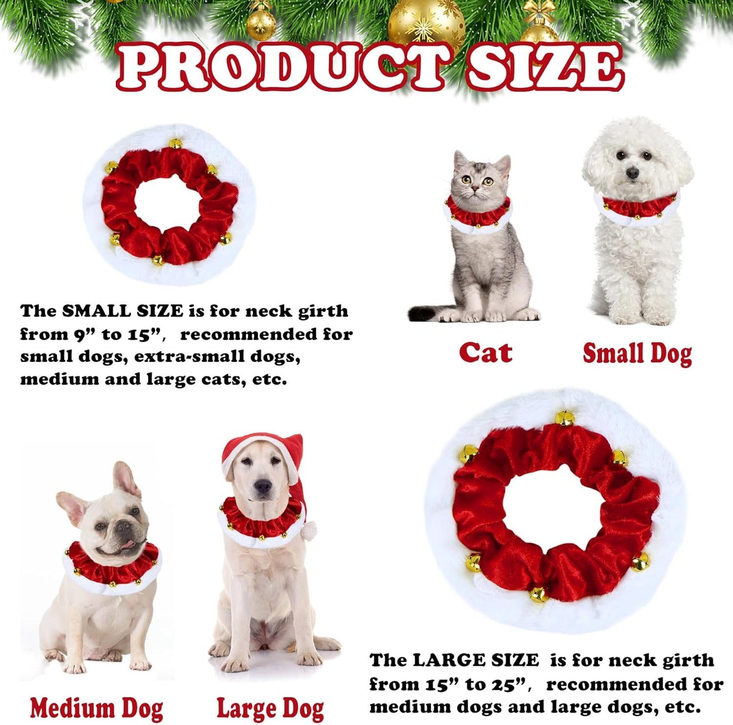 Christmas Dog Collar with Bells & Ornaments Holiday Dog Neckwear christmas