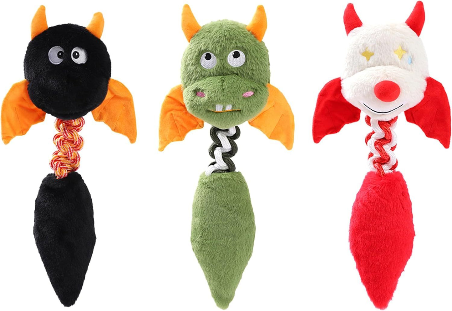Squeaky And Crinkle Plush Dog Toy with Rope Knot | Interactive Chew Toy for Dogs toys