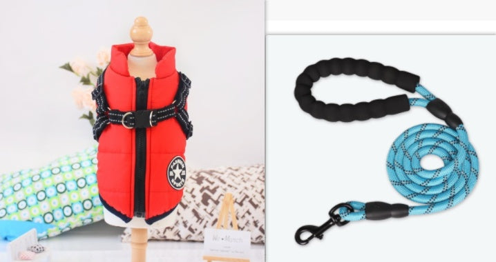 Waterproof Winter Dog Coat with Built-in Harness | Warm Dog Jacket For Winter - Red / 2XL - Coats & Dog Vests