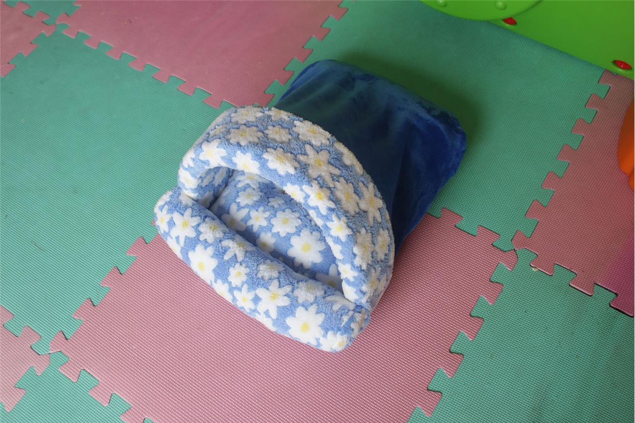 Cozy Half Round Dog Tent | Washable And Warm Dog House Blue flowers / L house