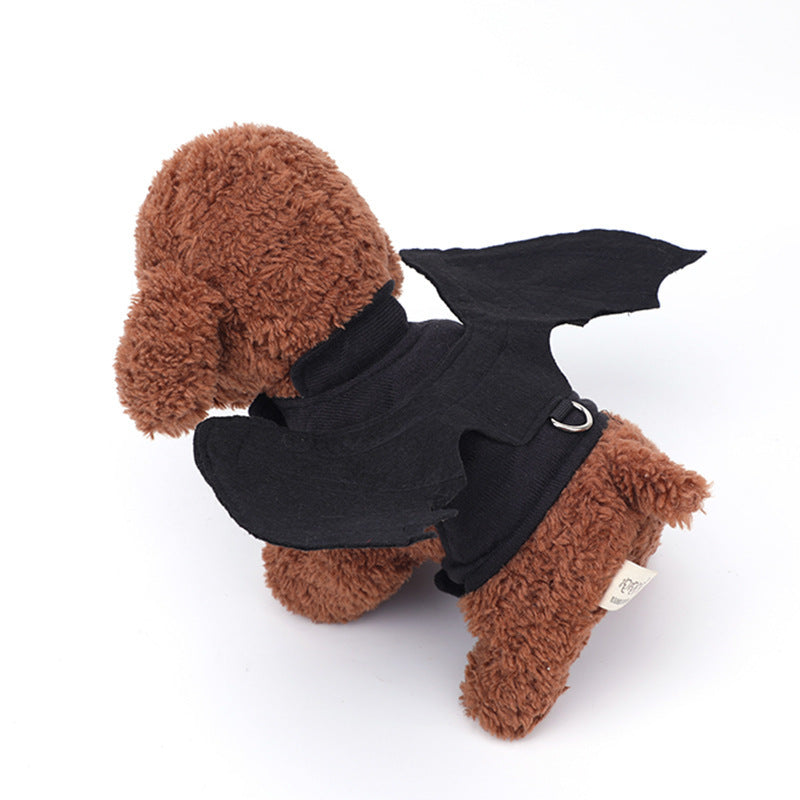 Dog Halloween Wings: Black Bat Costume with Optional Leash For Dogs Accessories