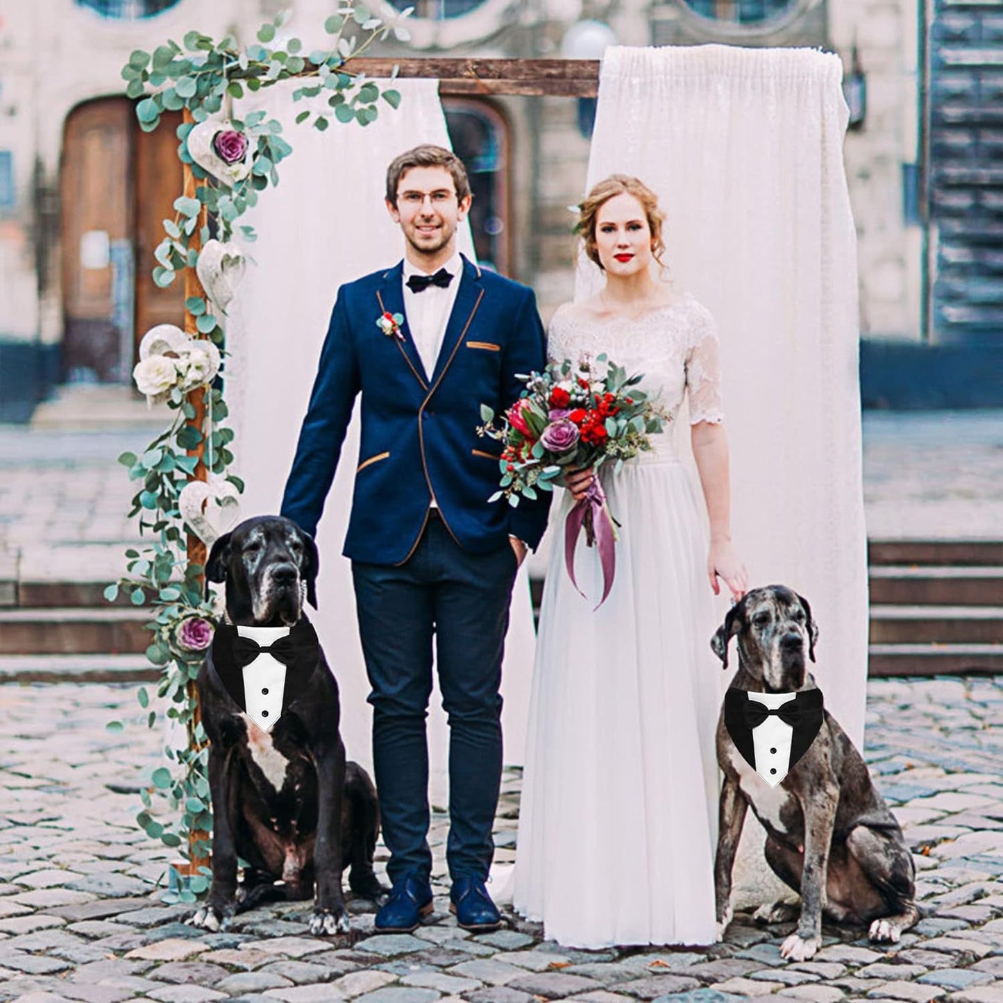 Dog Tuxedo And Bow Tie Formal Costume | Adjustable Wedding And Party Outfit costumes