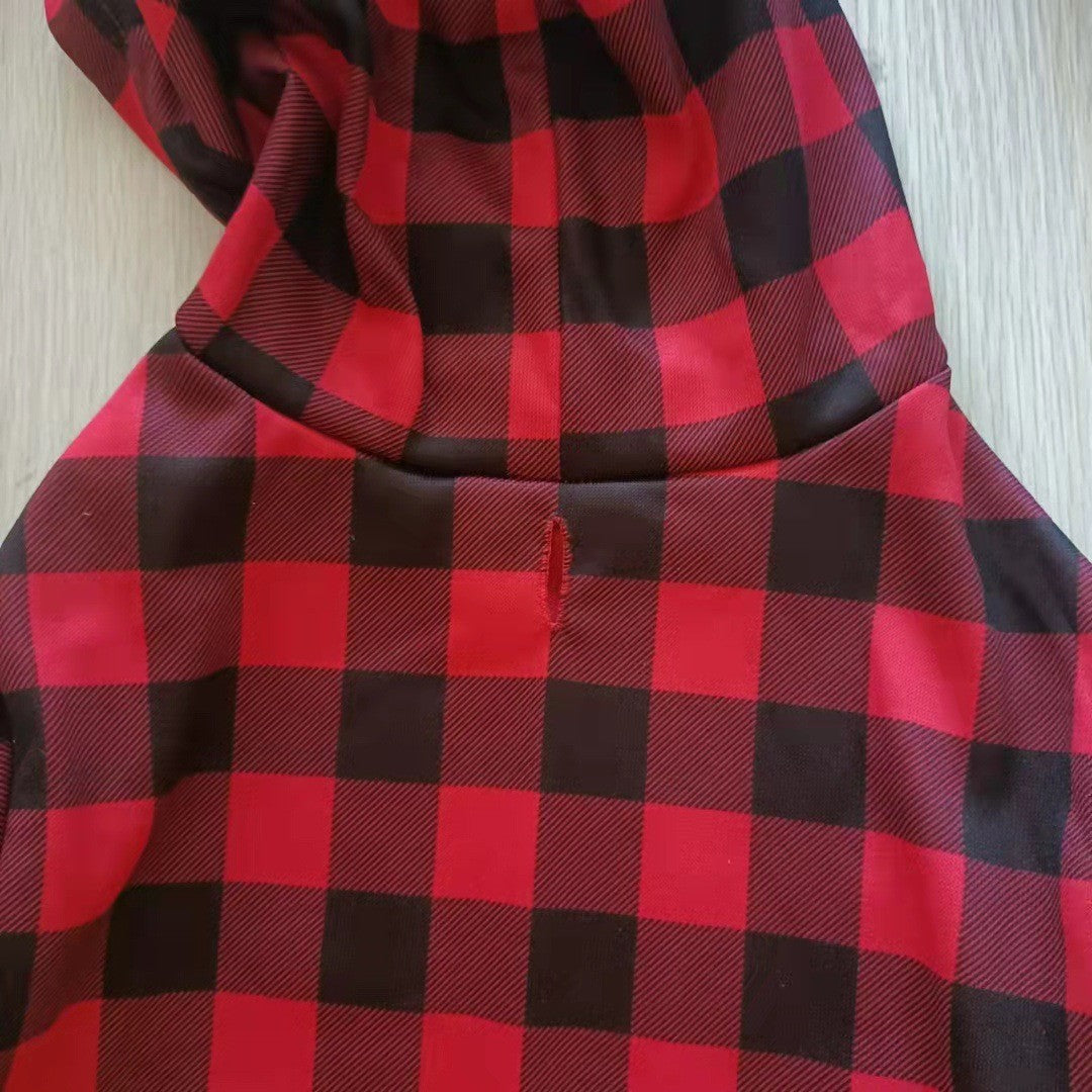 Thickened Christmas Dog Sweatshirt Red and Black Plaid Pet Apparel christmas