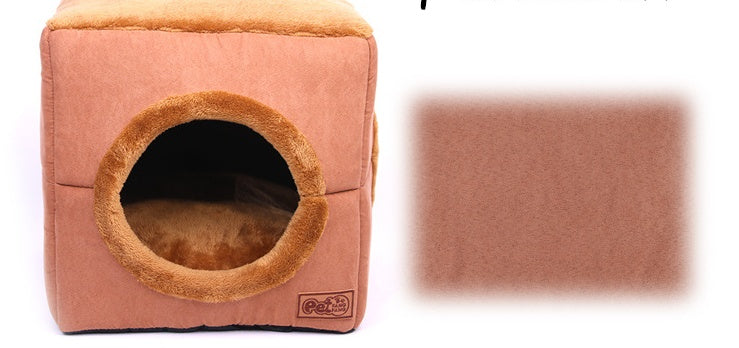 Cozy Cube Dog House | Square Dog House with Round Entry Coffee / 41x41x41cm house