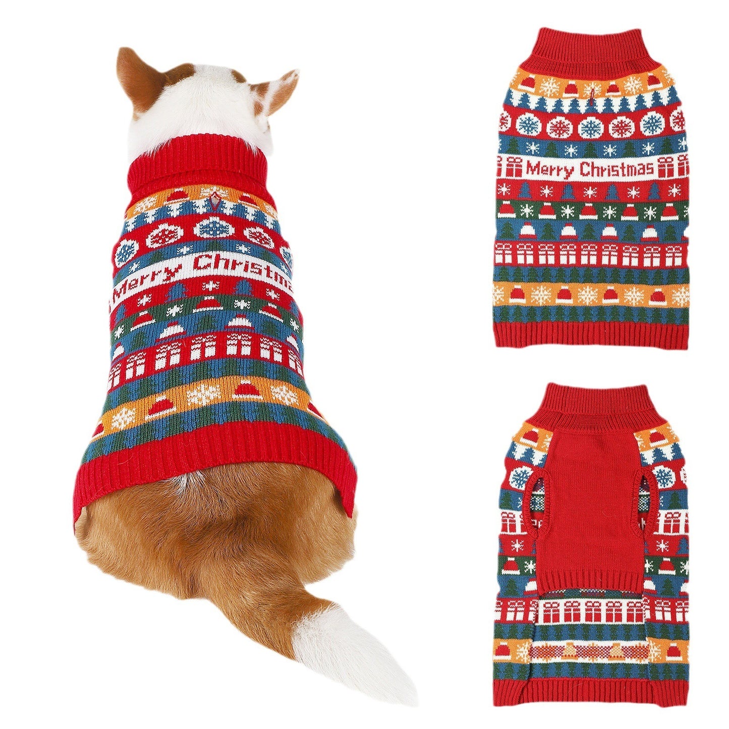 Cozy Pet Dog Christmas Turtleneck Sweater Wool Holiday Dog Apparel christmas