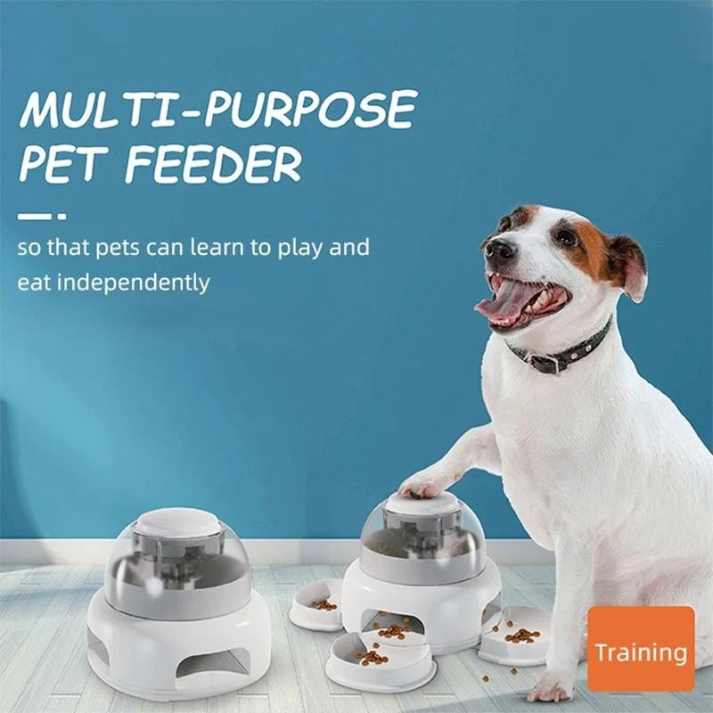 Interactive Dog Food Puzzle Dispenser | Automatic Slow Feeder Toy for Dogs White / Including Plate food