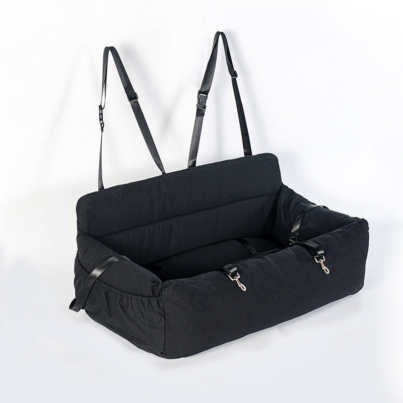 Removable Canvas Dog Travel Car Seat Pad | Durable Pet Bed & Kennel Cover - Black / 85x50x30cm - travel
