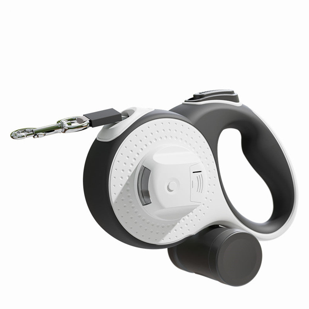 Retractable Dog Leash with LED Light And Waste Bag Dispenser - White - outdoor