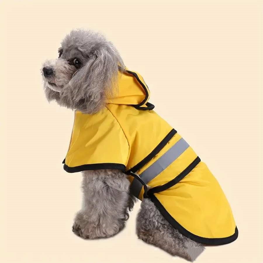 Reflective Dog Raincoat Poncho: Waterproof Coats for Large Dogs - Yellow / L - Accessories