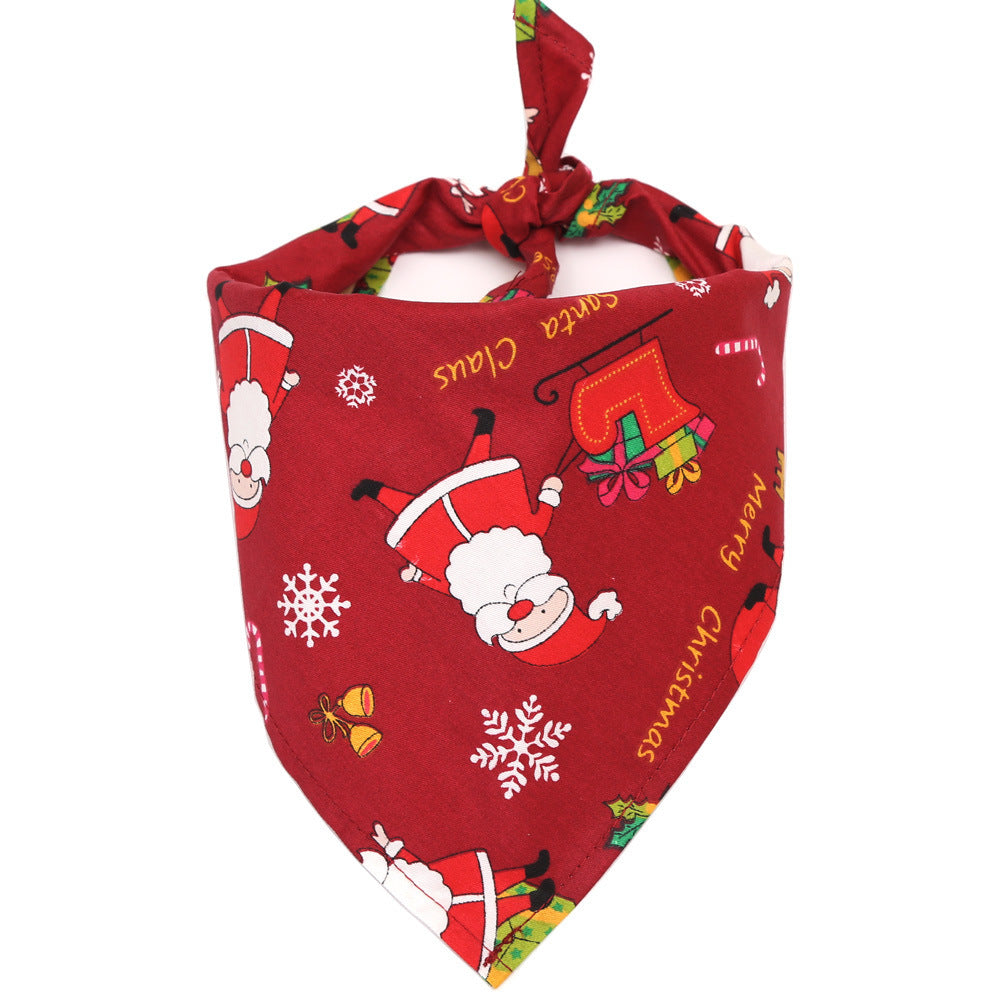 Dog Saliva Towel: Cotton Christmas Dog Bib Bandana And Scarf Santa Claus Red / One size Accessories