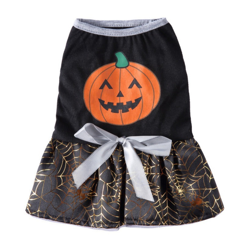 Halloween Dog Wizard Dress: Pumpkin And Ghost Printed Dog Costume Pumpkin / L Accessories