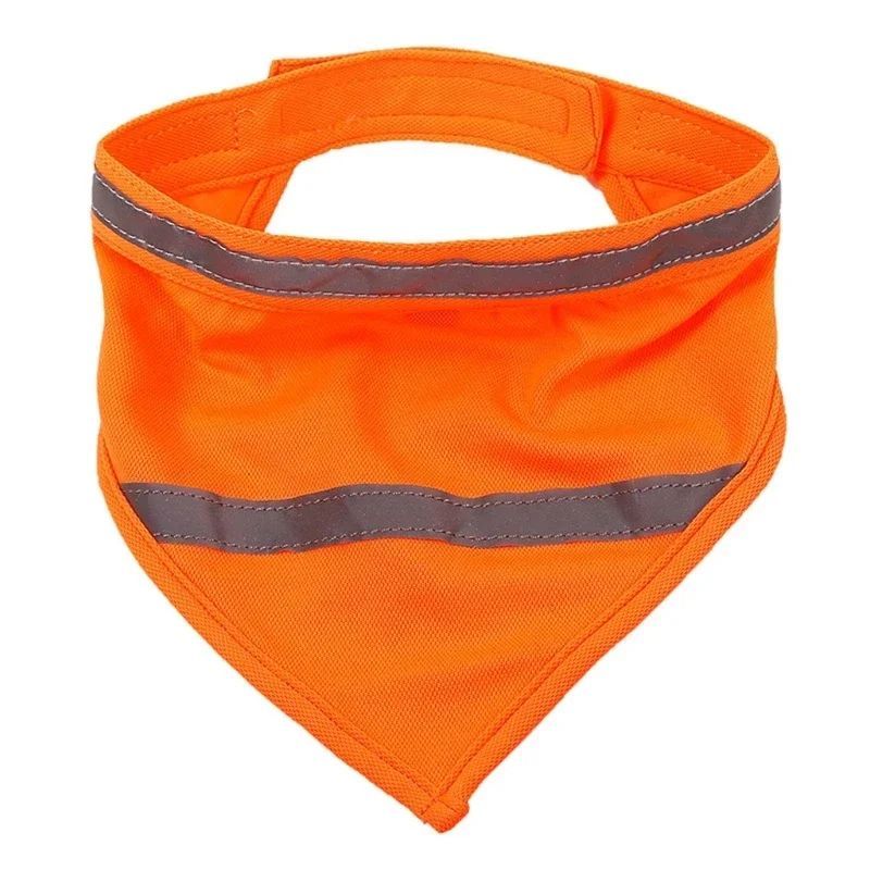 High Visibility Reflective Dog Bandana | Safety Bandana for Night Walks And Outdoor Adventures Orange / L bow