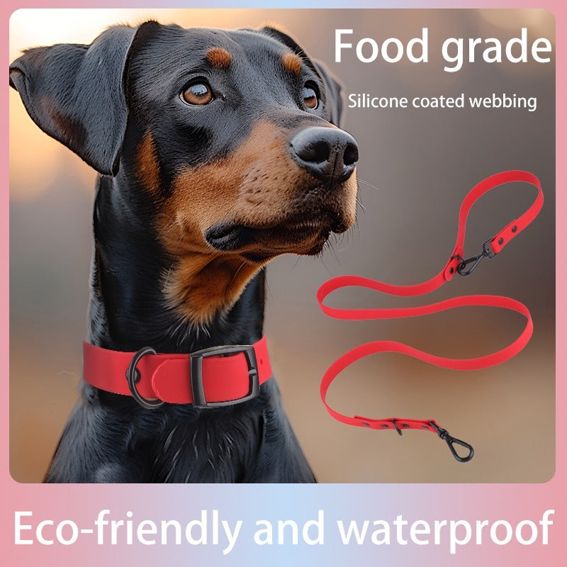 Waterproof Silicone Dog Collar And Leash Set | Easy-to-Clean Dog Collar - L - Dog Collars & Leashes