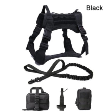 Tactical Dog Harness And Vest | Outdoor Dog Training Gear with Reflective Nylon Black set / L harness