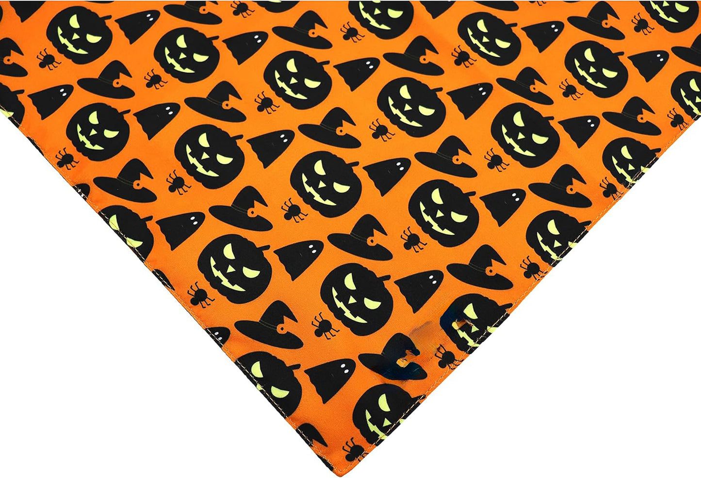 Halloween Dog Bandana | Reversible Pumpkin And Spider Web Dog Bandana Orange bow