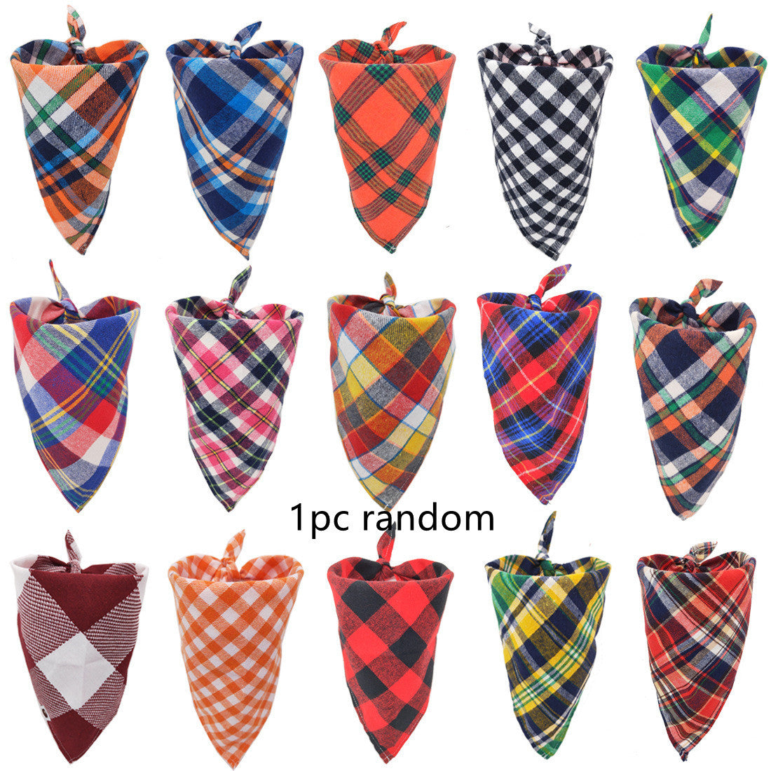 Dog Triangular Scarf: Plaid Cotton Dog Bandana Random color 1pc Accessories