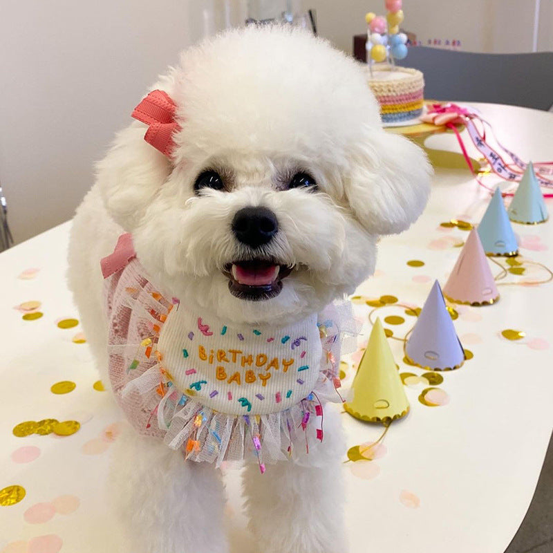 Dog Birthday Party Bib And Hat Set Japanese And Korean Style Triangle Scarf birthday