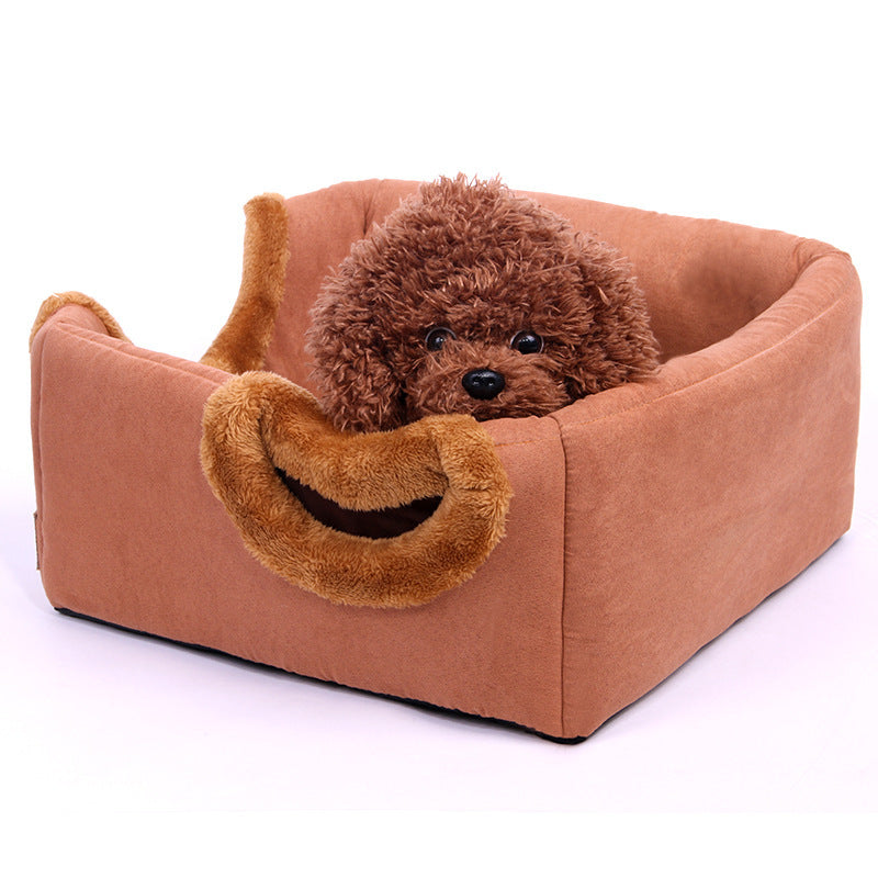 Cozy Cube Dog House | Square Dog House with Round Entry Coffee / 41x41x41cm house