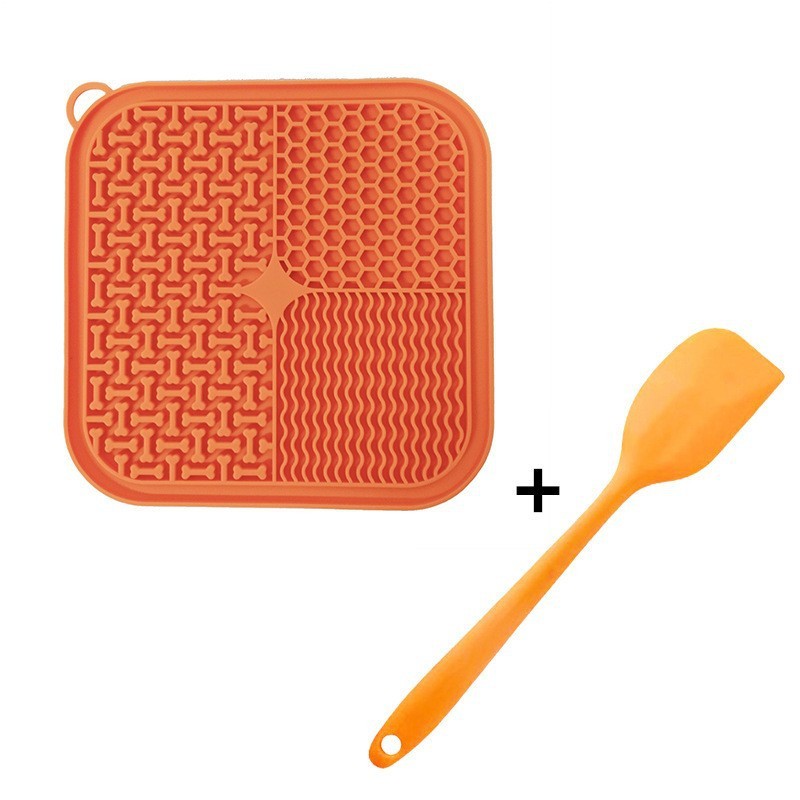 Slow Feeder Dog Licking Mat for Anxiety Relief For Dogs Orange beds