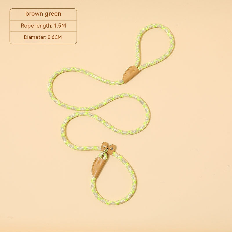 Vibrant Nylon Dog Leash | Durable Dog Lead with Multiple Colors - Brown Green / 1.5m×0.6cm - Dog Collars & Leashes