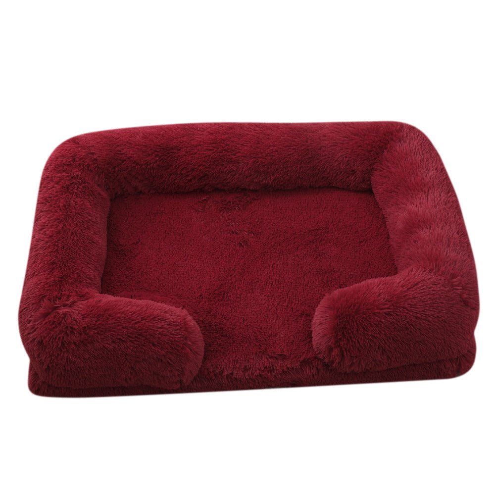 Cozy Plush Round Dog Bed for Winter Multiple Colors And Sizes M27 Wine Red / L No Inner Sleeve Accessories