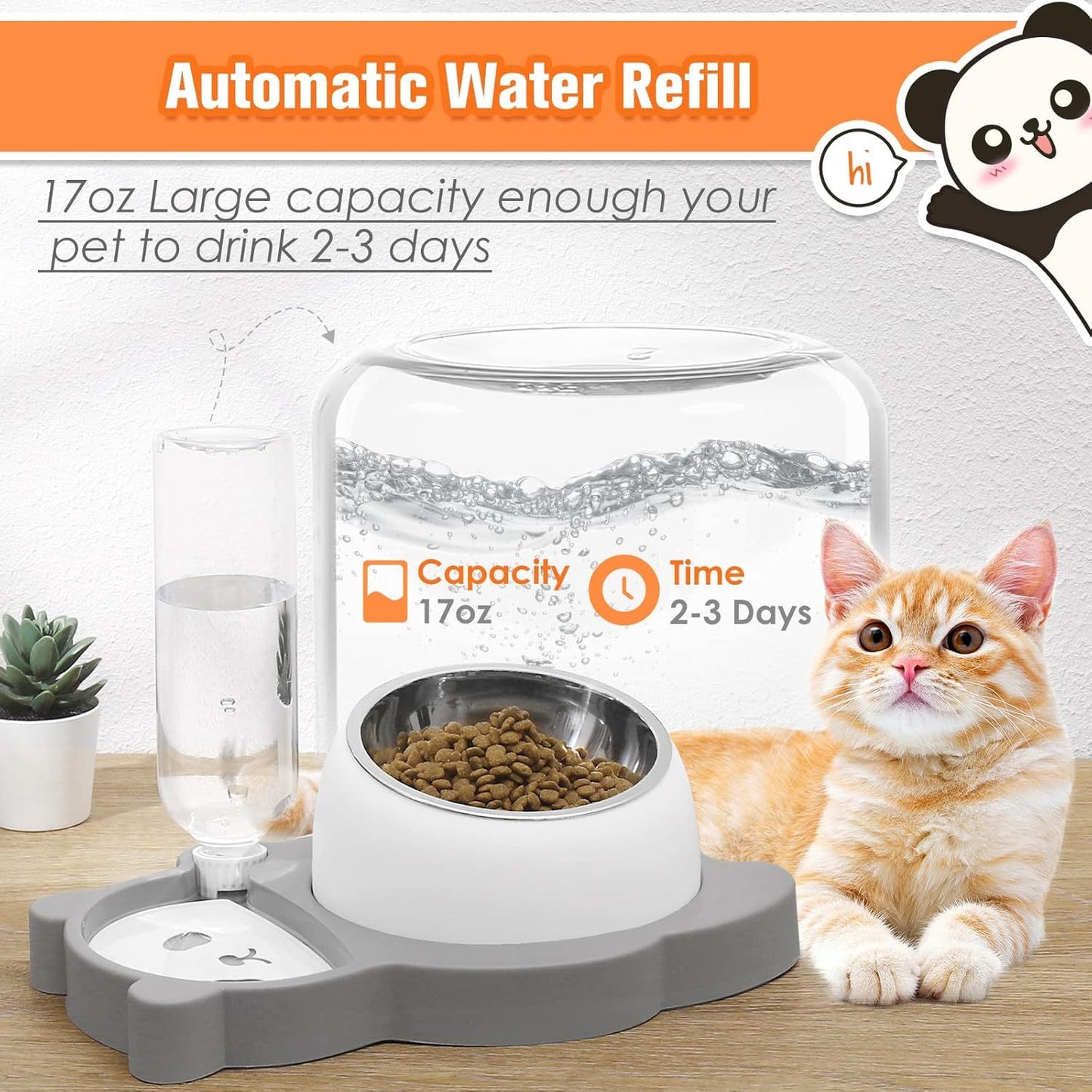 Elevated And Tilted Dog Bowl Set with Automatic Waterer | 17oz Feeder for Small Dogs food