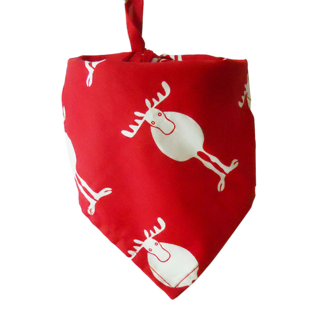 Dog Saliva Towel: Cotton Christmas Dog Bib Bandana And Scarf Christmas Milu Deer Red / One size Accessories