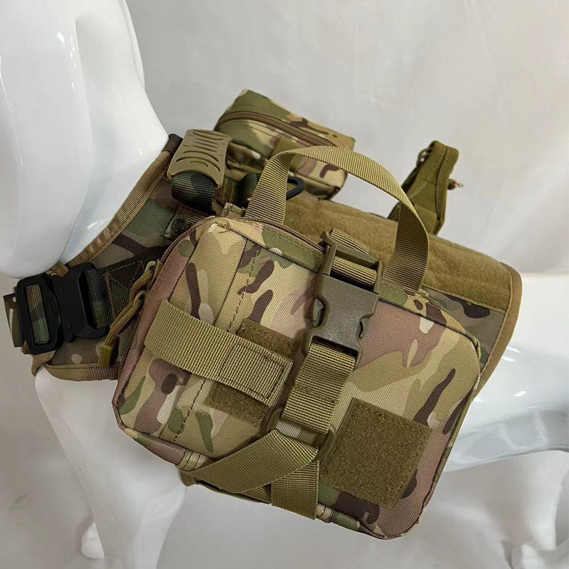 Nylon Tactical Dog Harness Vest with Leash And Pouches | Waterproof Dog Harness - outdoor