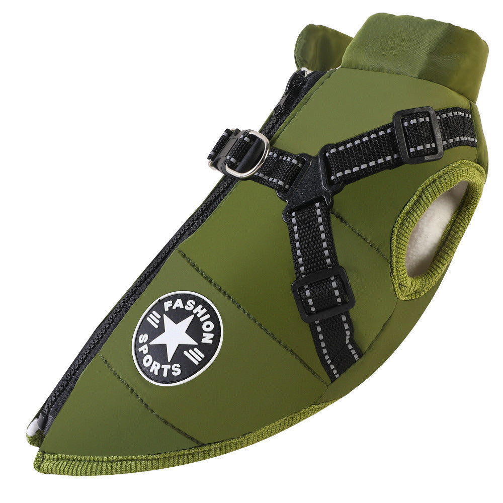 Warm Dog Winter Coat with Thickened Fleece | Casual Puffer Dog Vest - Green / 2XL - coats