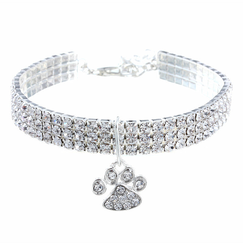Sparkly Rhinestone Dog Collar | Adjustable And Elastic Dog Necklace White / L Dog Collars & Leashes