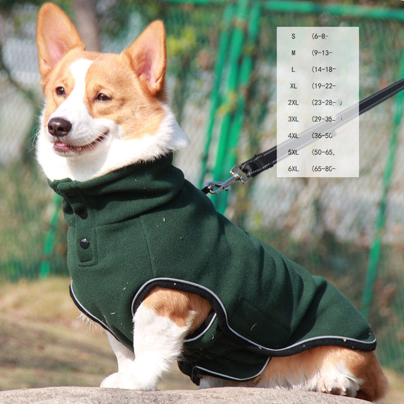 Waterproof Fleece Dog Coat: European Style Dog Sweater in Brown And Dark Green Accessories